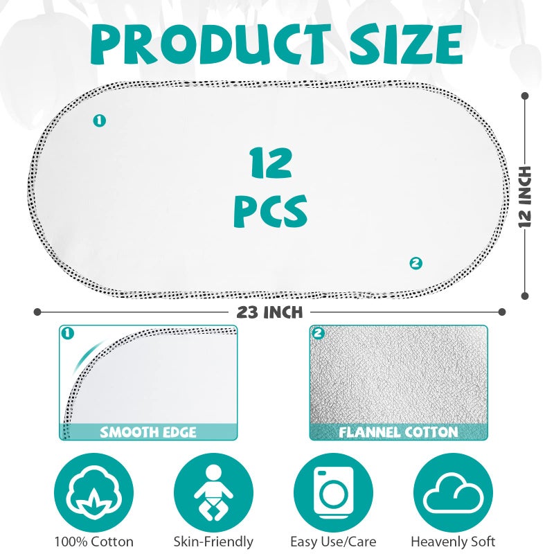 Chumia 12 Pack Baby Waterproof Changing Pad Liners Portable Baby Changing Mat Soft Flannel Cotton Changing Table Cover Liners Reusable Changing Table Pads for Boys Girls - Image 2